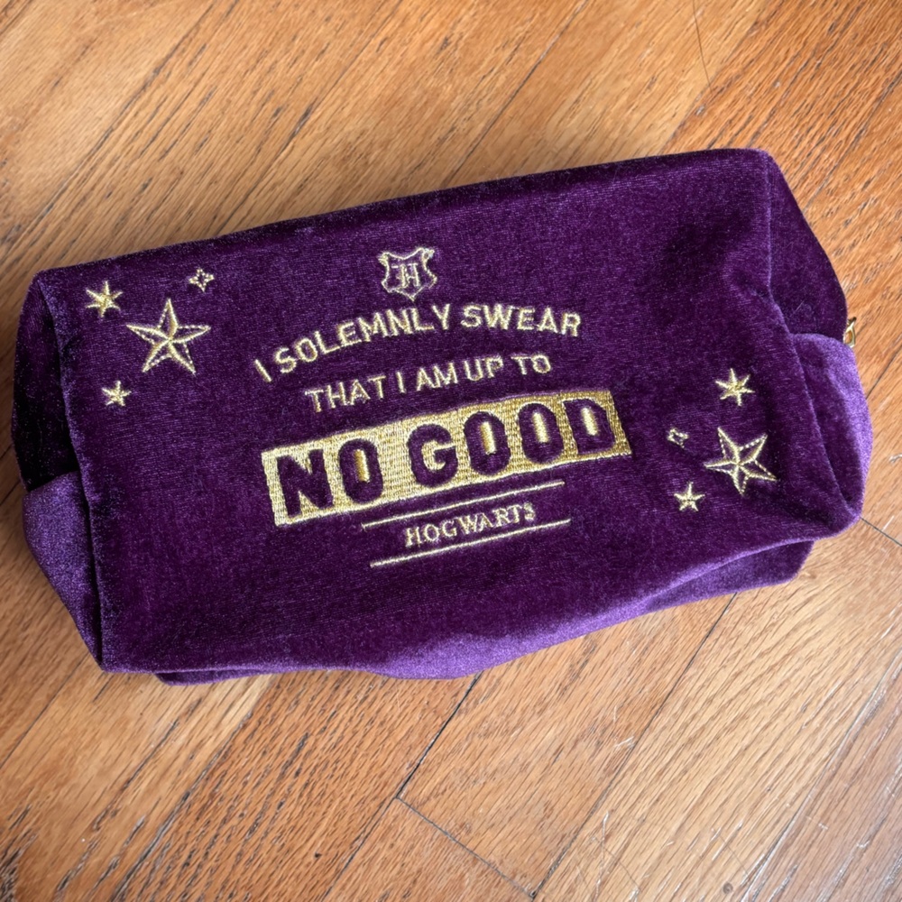 Solemnly Swear Magic Bag Royal Purple Velour Toiletry Tote